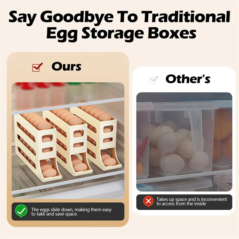Rolling Egg Holder for Refrigerator | 30-Egg Capacity, Space-Saving Storage — 3 Colors