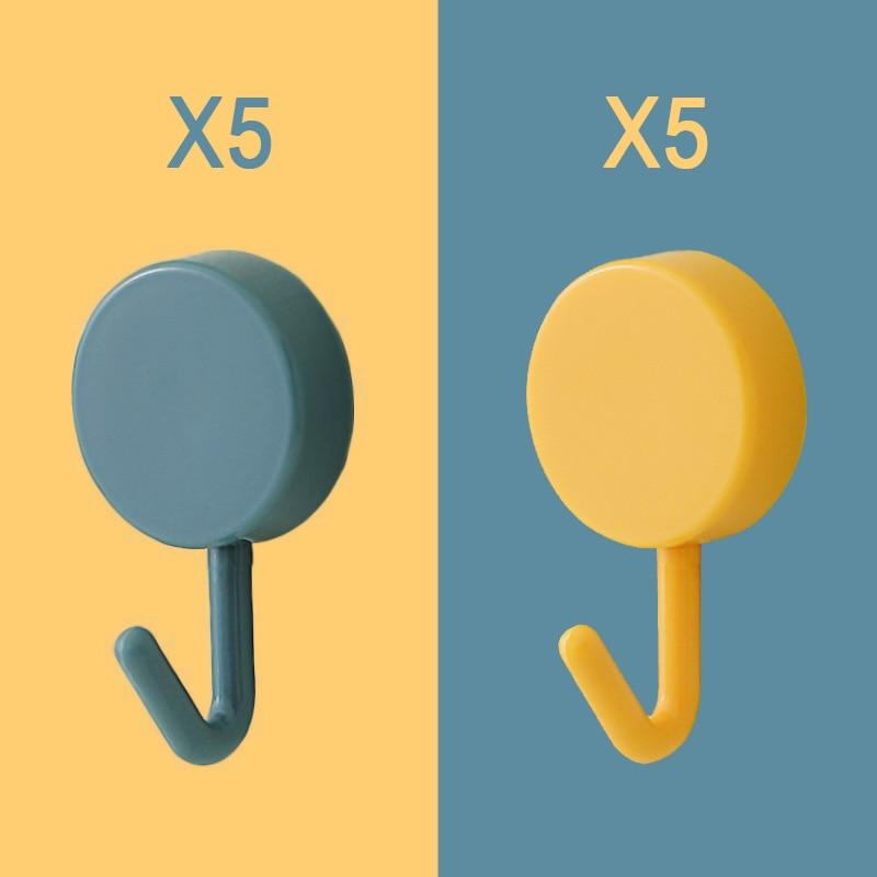 No-Drill Self-Adhesive Wall Hooks – 10 Pack | Multiple Colors