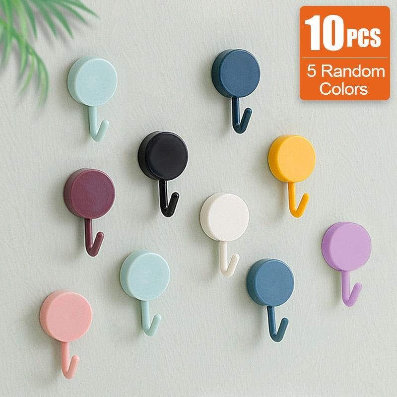 No-Drill Self-Adhesive Wall Hooks – 10 Pack | Multiple Colors
