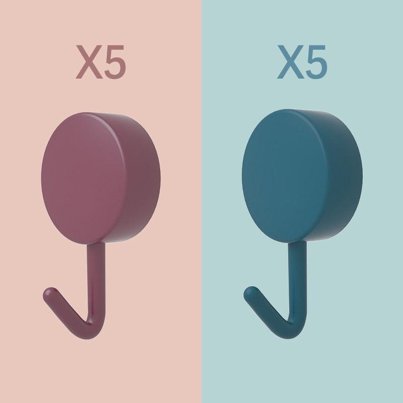 No-Drill Self-Adhesive Wall Hooks – 10 Pack | Multiple Colors