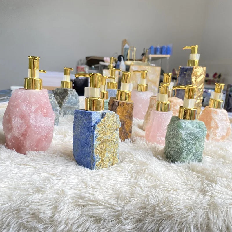 Natural Crystal Stone Soap Dispenser – 30ml Luxury Bathroom Accessory