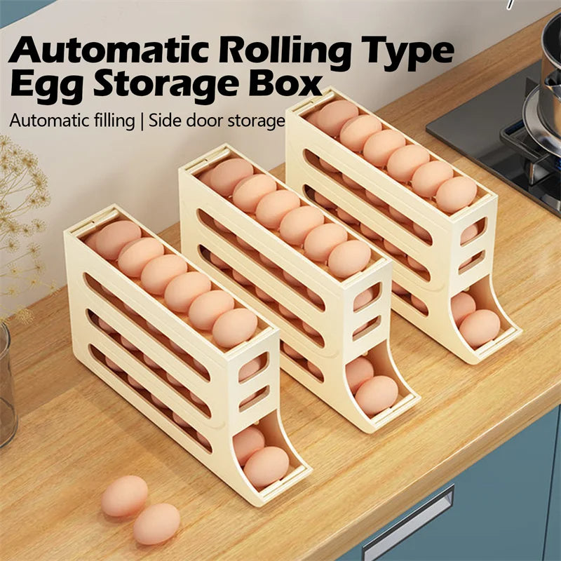 Rolling Egg Holder for Refrigerator | 30-Egg Capacity, Space-Saving Storage — 3 Colors