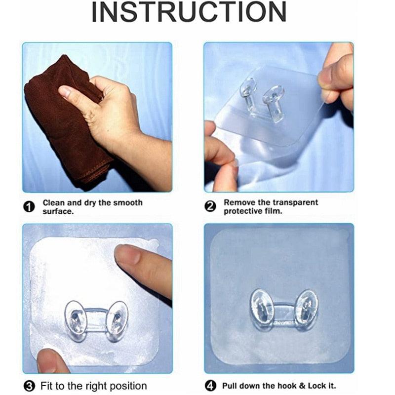 Adhesive Wall Hooks – Transparent Plug & Cord Holders | 5, 10 or 20 Pack