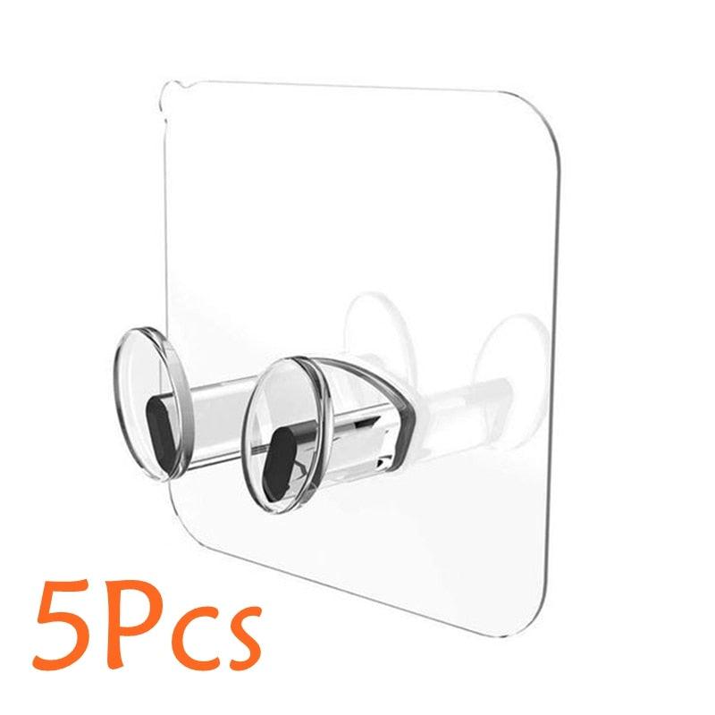 Adhesive Wall Hooks – Transparent Plug & Cord Holders | 5, 10 or 20 Pack