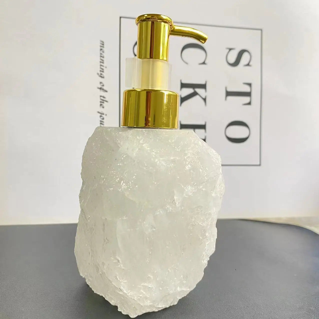 Natural Crystal Stone Soap Dispenser – 30ml Luxury Bathroom Accessory