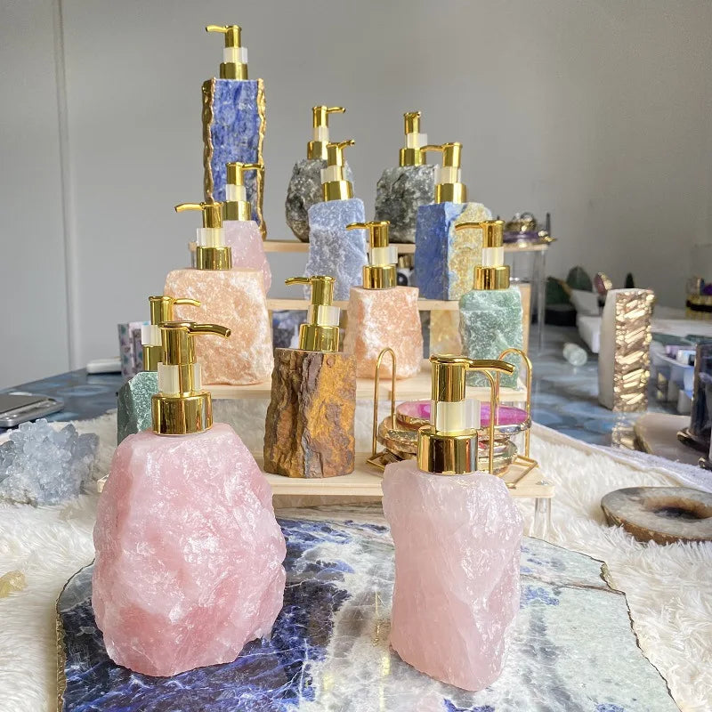 Natural Crystal Stone Soap Dispenser – 30ml Luxury Bathroom Accessory