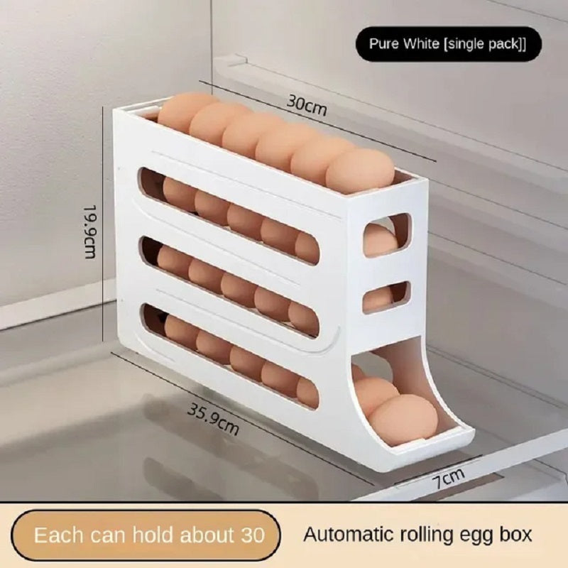 Rolling Egg Holder for Refrigerator | 30-Egg Capacity, Space-Saving Storage — 3 Colors