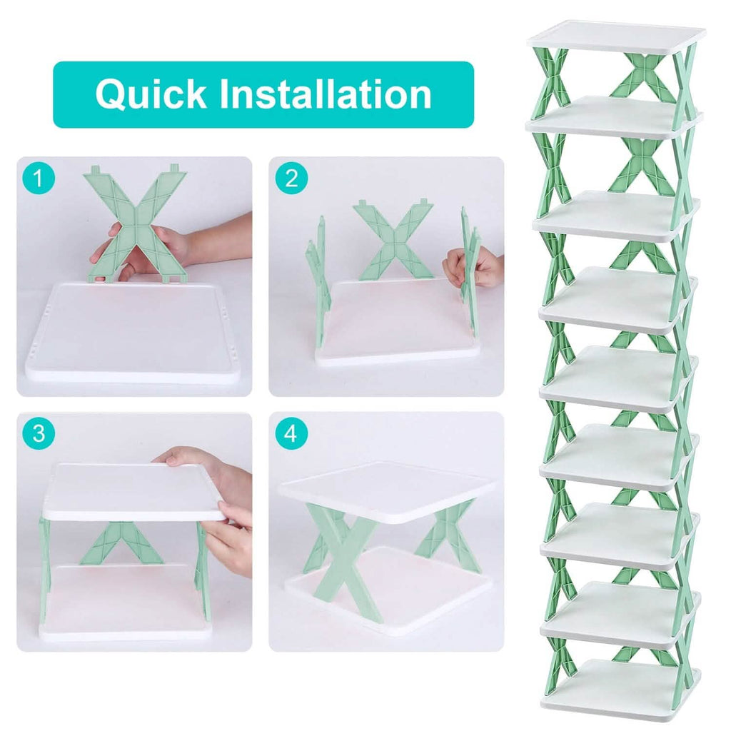 9-Tier Narrow Entryway Shoe Rack Plastic Vertical Shoe Organizer