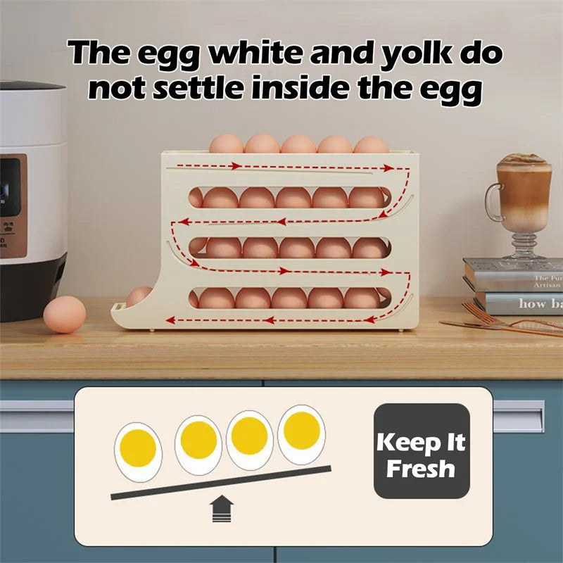 Rolling Egg Holder for Refrigerator | 30-Egg Capacity, Space-Saving Storage — 3 Colors