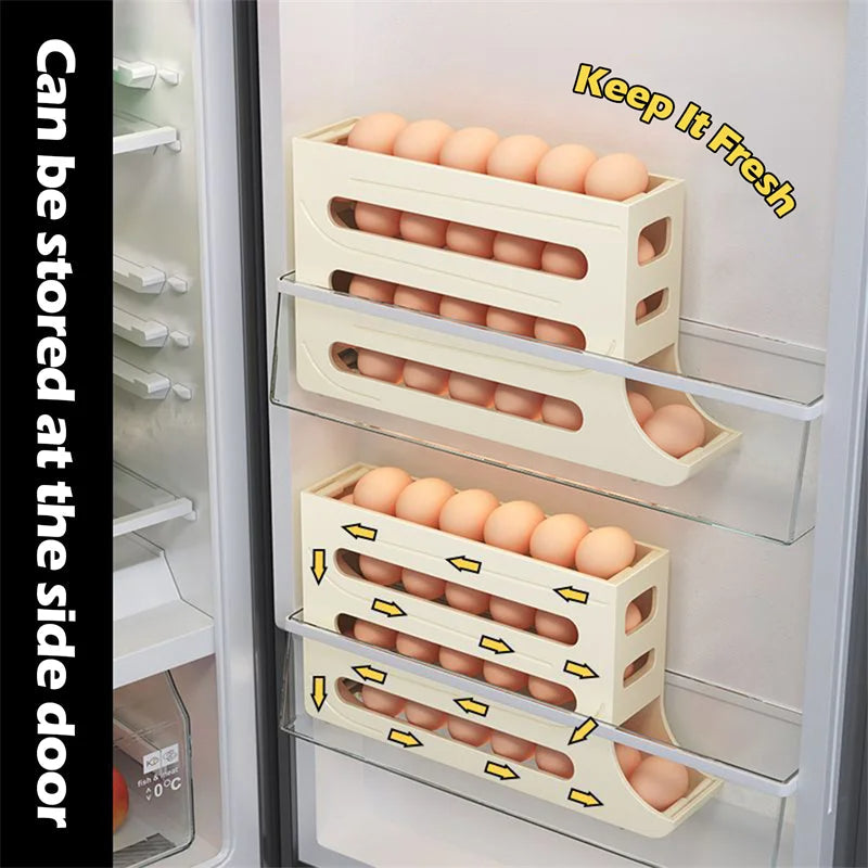 Rolling Egg Holder for Refrigerator | 30-Egg Capacity, Space-Saving Storage — 3 Colors