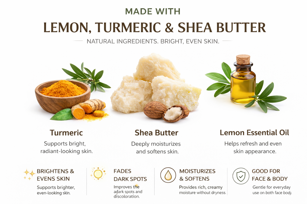 Lemon Turmeric Shea Butter Bar Soap | Brightening & Even Skin Tone — Made in USA