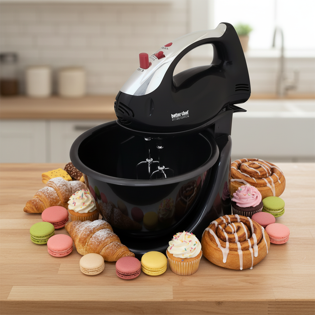 Better Chef 200 Watt Stand/Hand Mixer with Mixing Bowl