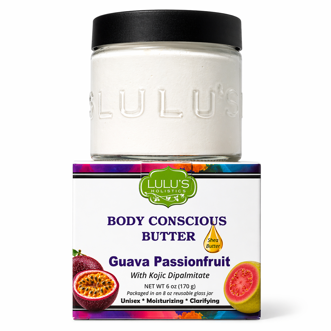 Guava Passionfruit Kojic Whipped Shea Body Butter | Even, Glowing Skin — 8oz