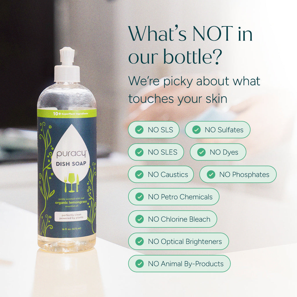 Puracy Natural Dish Soap | Plant-Based, Concentrated Formula — 5 Scents
