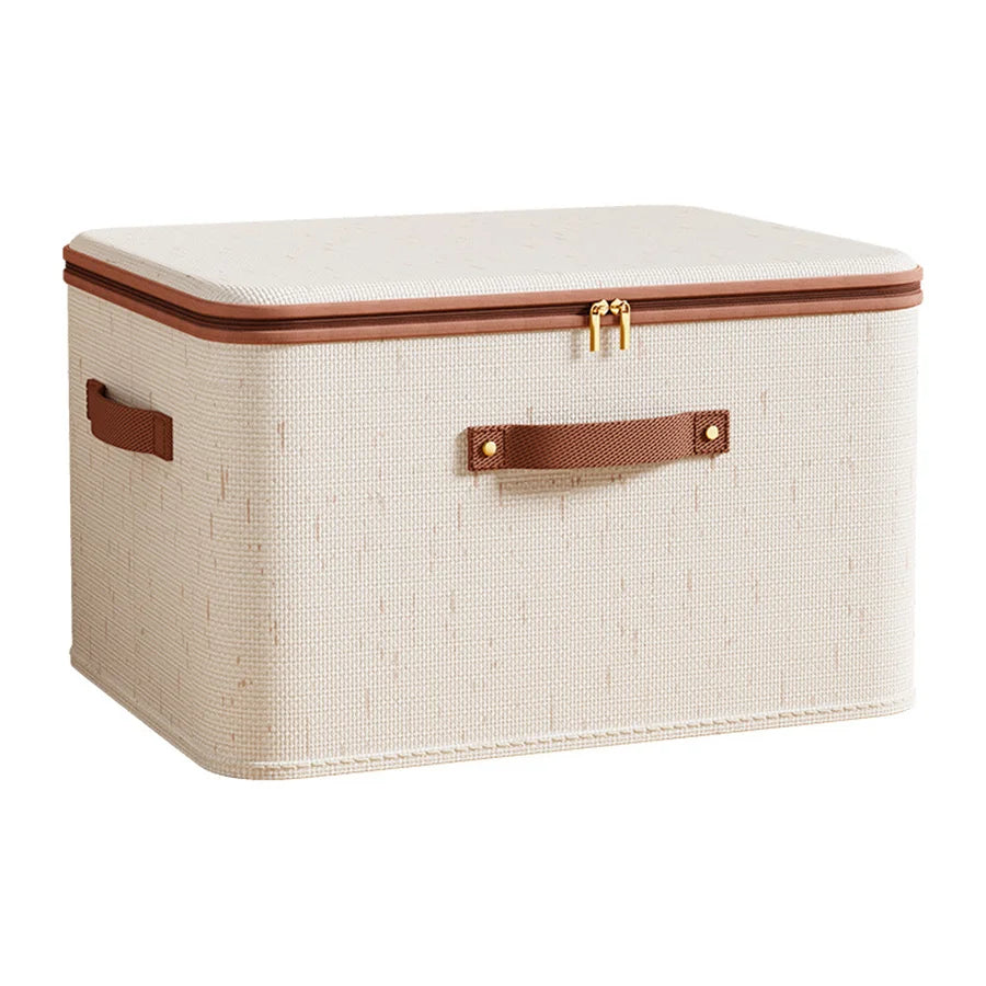 Linen Zipper Storage Box – Non-Woven Fabric Closet Organizer Bin