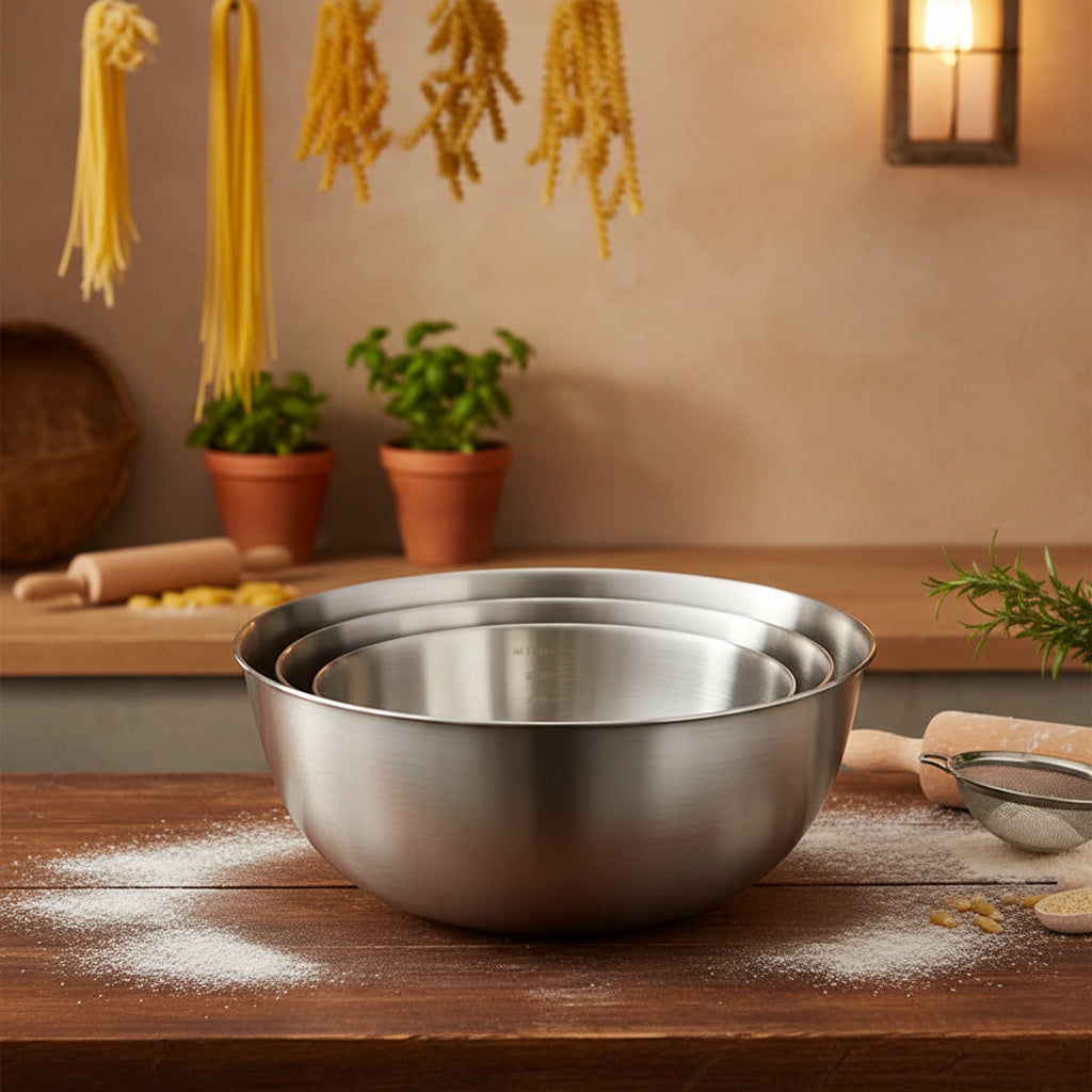 Stainless Steel Mixing Bowl with Measurement Scale