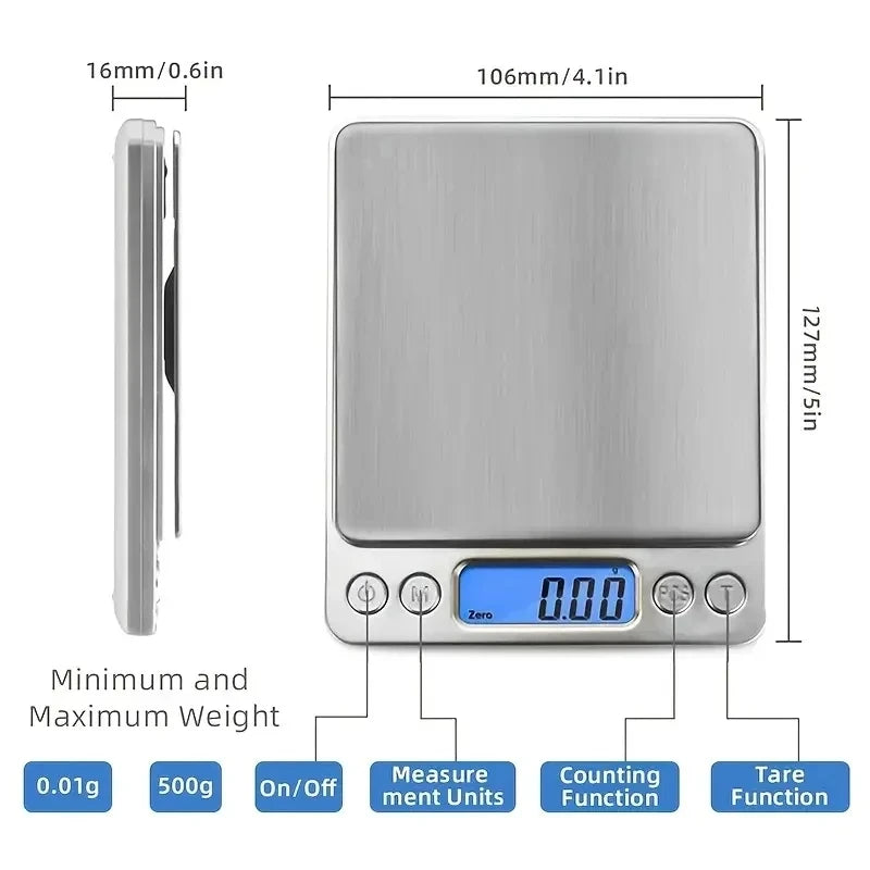 Stainless Steel Digital Kitchen Scale with LED Display