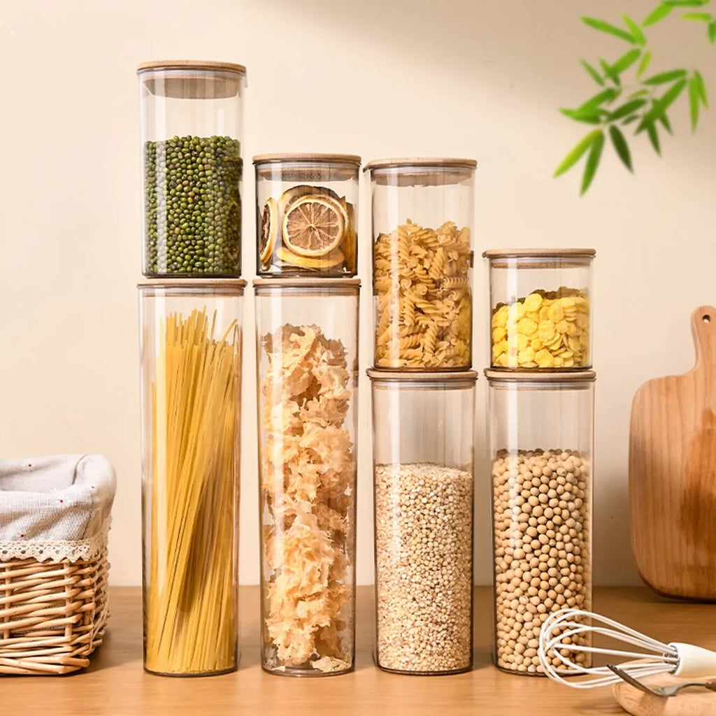 BPA-Free Airtight Storage Containers with Bamboo Lids | Clear Food Canisters