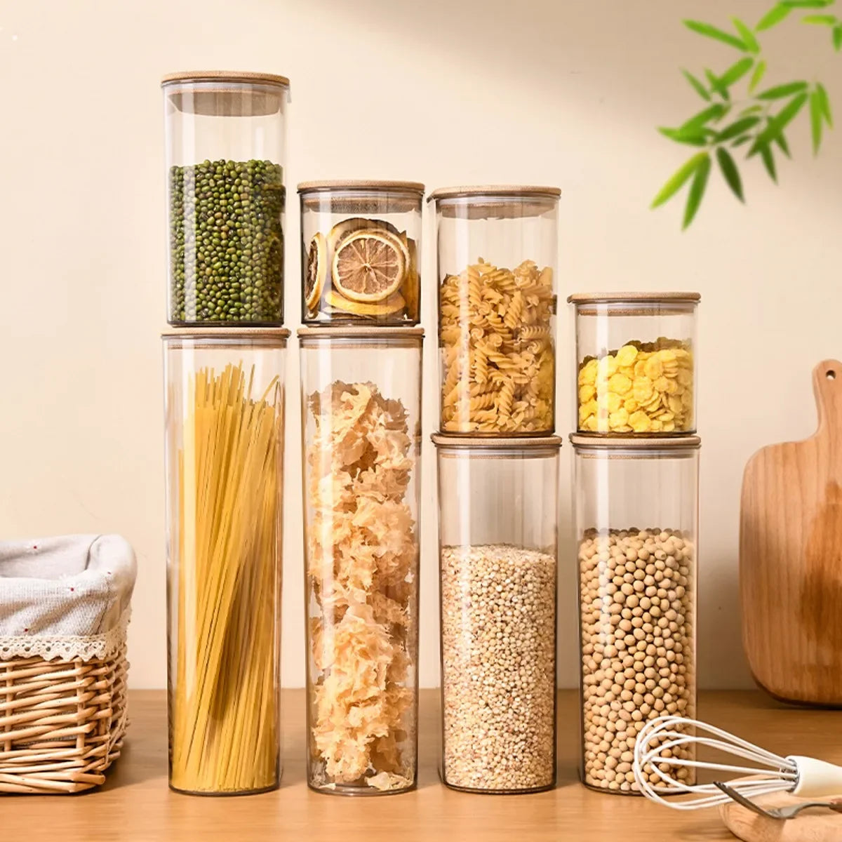BPA-Free Airtight Storage Containers with Bamboo Lids | Clear Food Canisters