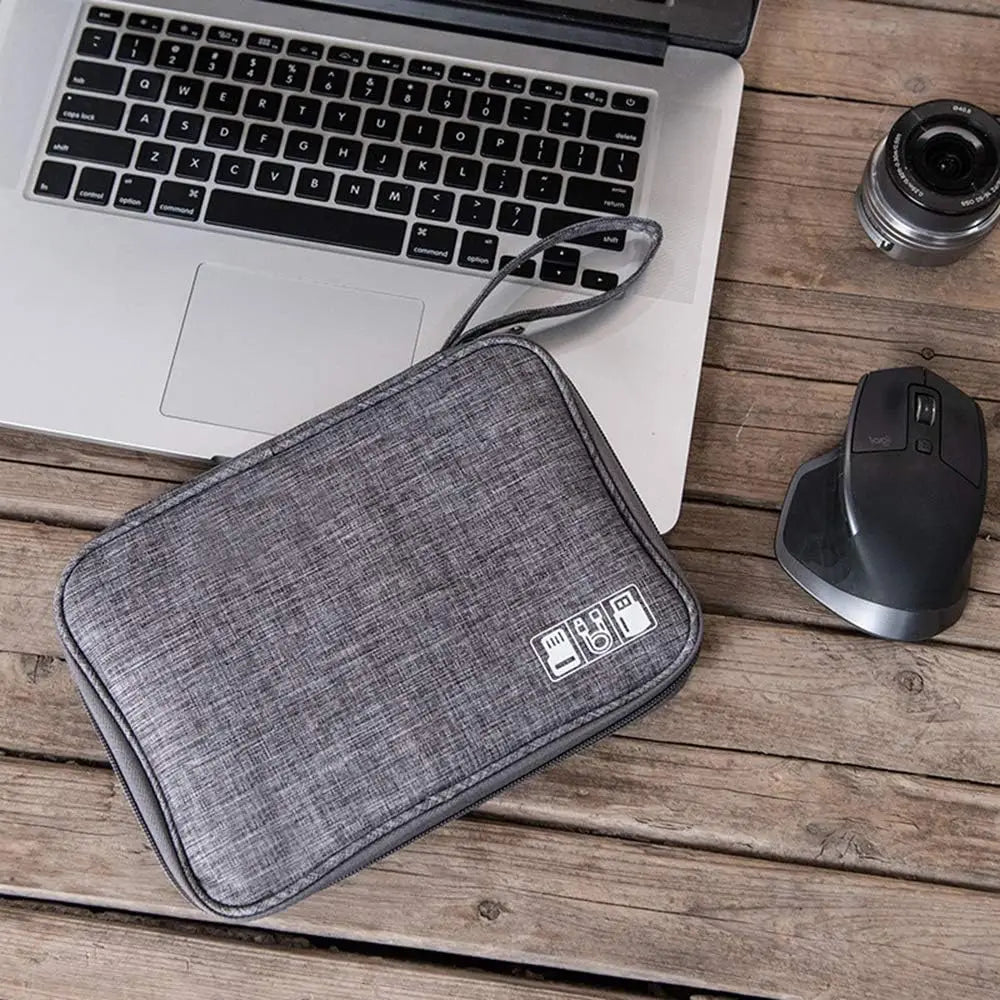Waterproof Electronics Organizer Pouch - Travel Cable & Accessory Case, Small 9.8 x 7.5 in (25 x 19 cm)