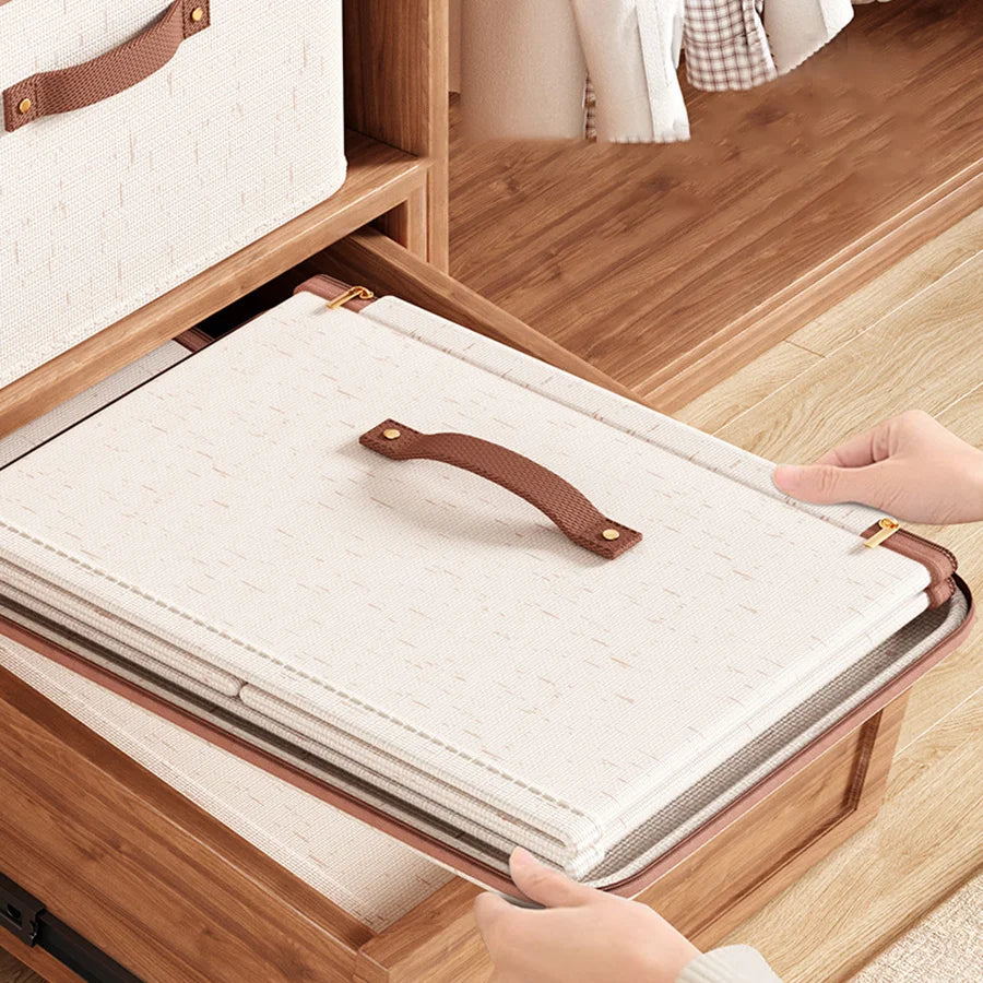 Linen Zipper Storage Box – Non-Woven Fabric Closet Organizer Bin