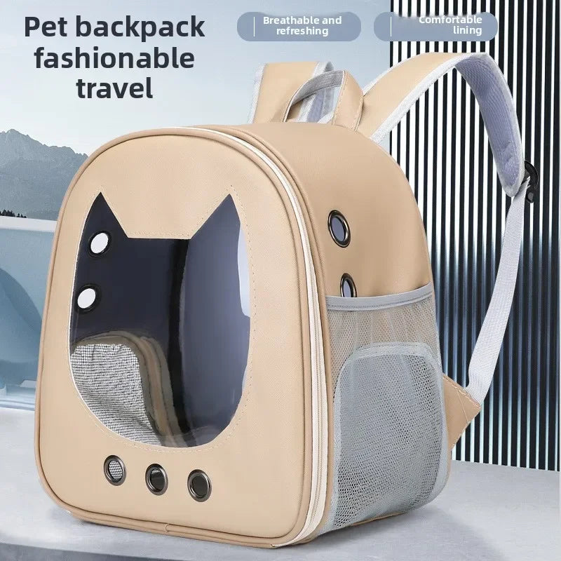 PU Pet Carrier Backpack | Transparent Window | Cats & Small Dogs