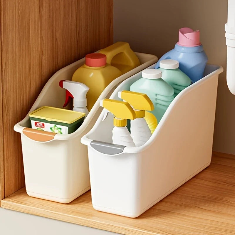 Curved Plastic Storage Bins Set | Multipurpose Home Organization