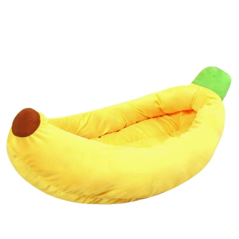 Banana-Style Pet Bed | Warm Removable Cushion for Cats & Dogs