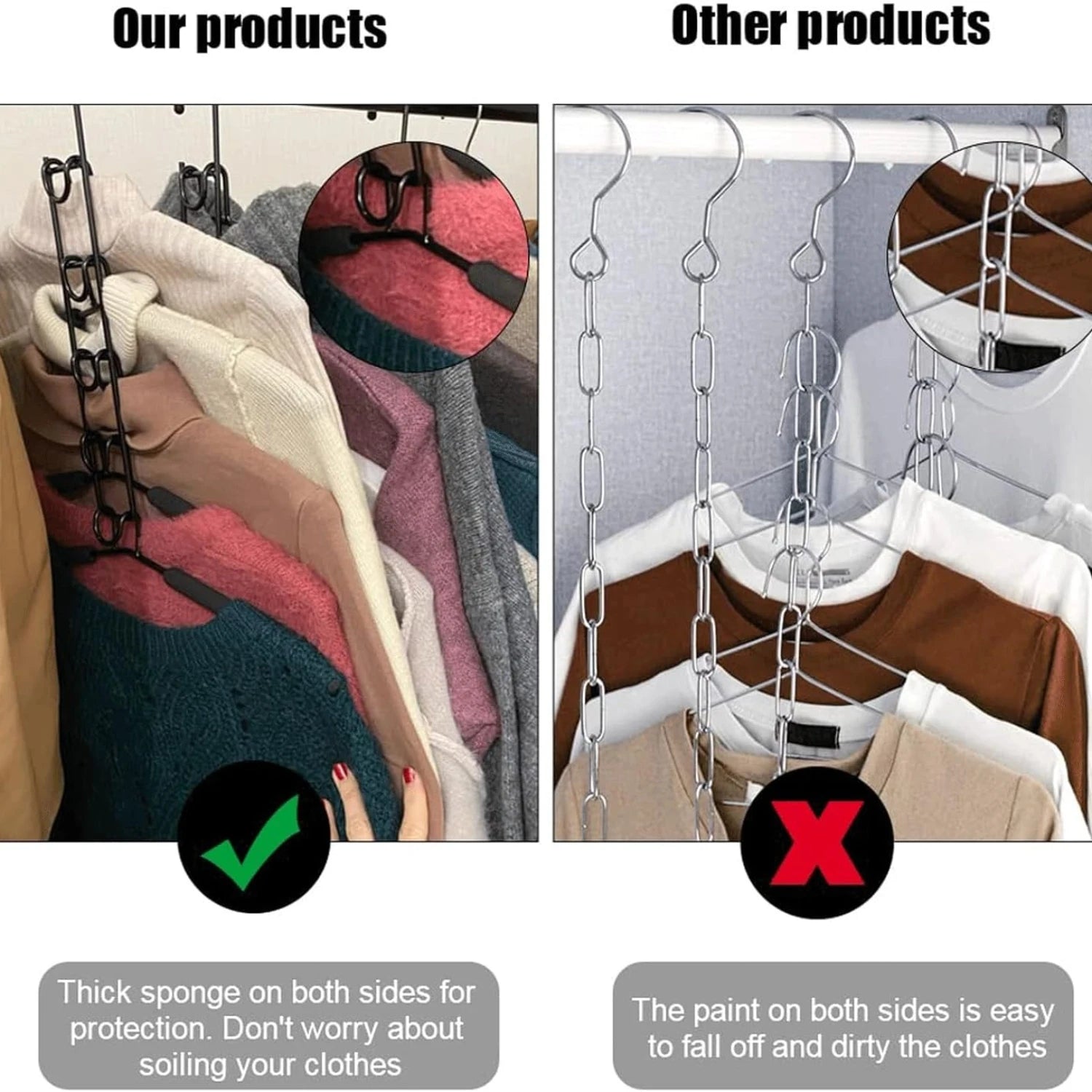 Multi-Tier Hanging Closet Organizer with Hooks (Set of 5)