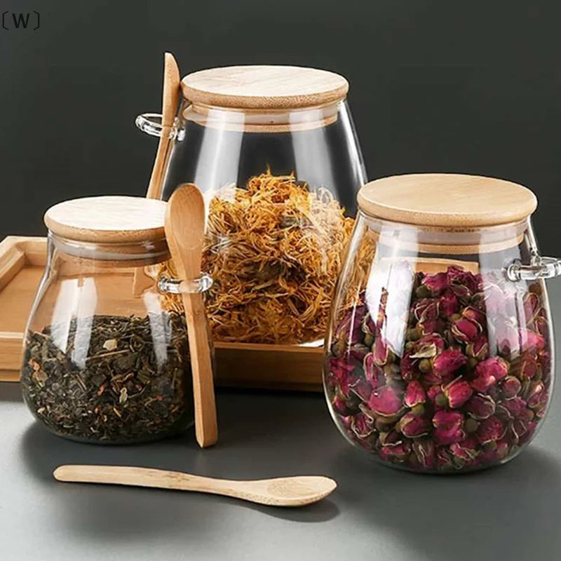 Hermetic Glass Storage Jar with Bamboo Lid | Airtight Kitchen Canister