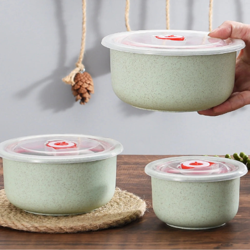 Eco-Friendly Wheat Straw Bento Box Set | 3-Piece Meal Prep Food Storage Containers