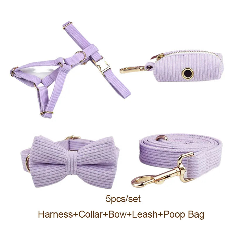 Light Purple Corduroy Dog Collar & Accessories Collection