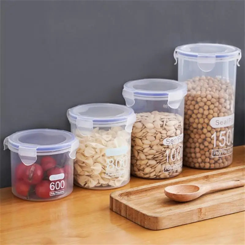 Clear Sealed Food Storage Canisters with Measuring Cup | Airtight Kitchen Containers for Grains, Rice & Pantry Staples