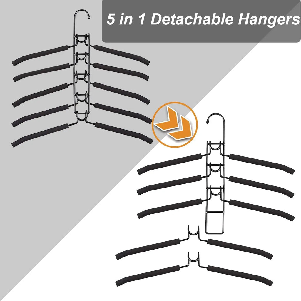 Multi-Tier Hanging Closet Organizer with Hooks (Set of 5)