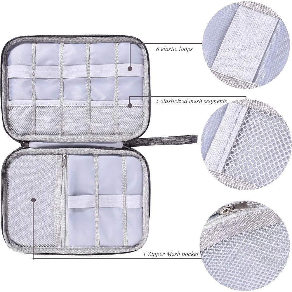 Waterproof Electronics Organizer Pouch - Travel Cable & Accessory Case, Small 9.8 x 7.5 in (25 x 19 cm)
