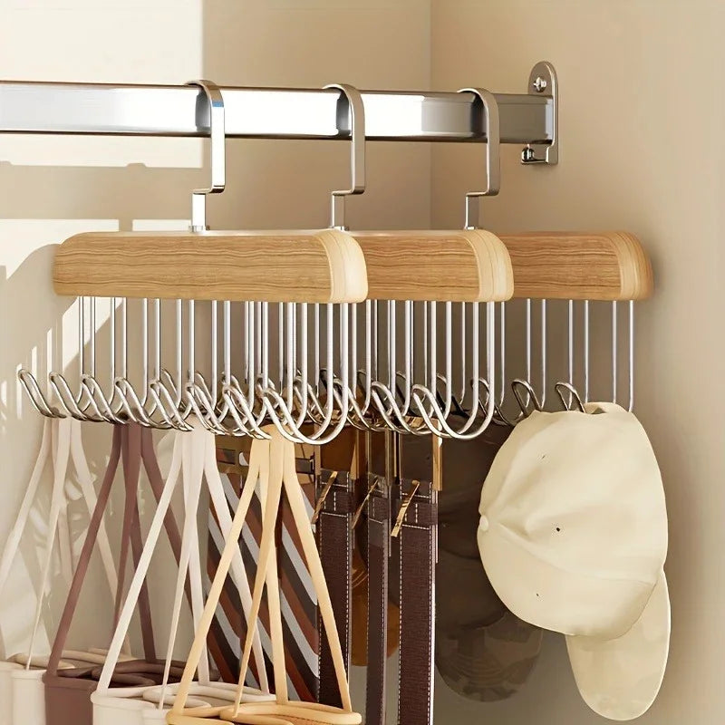 Wooden Multi-Hook Sling Hanger Organizer for Underwear, Bras & Vests