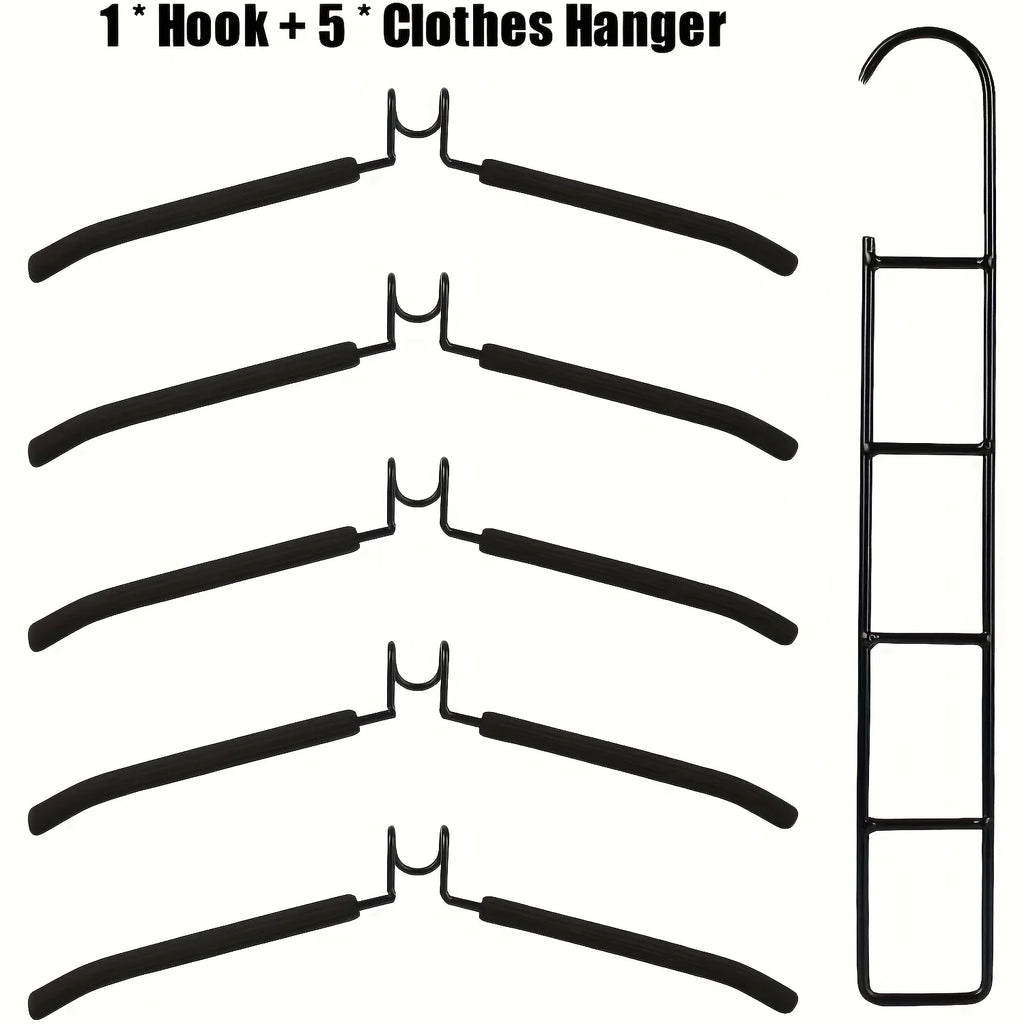 Multi-Tier Hanging Closet Organizer with Hooks (Set of 5)