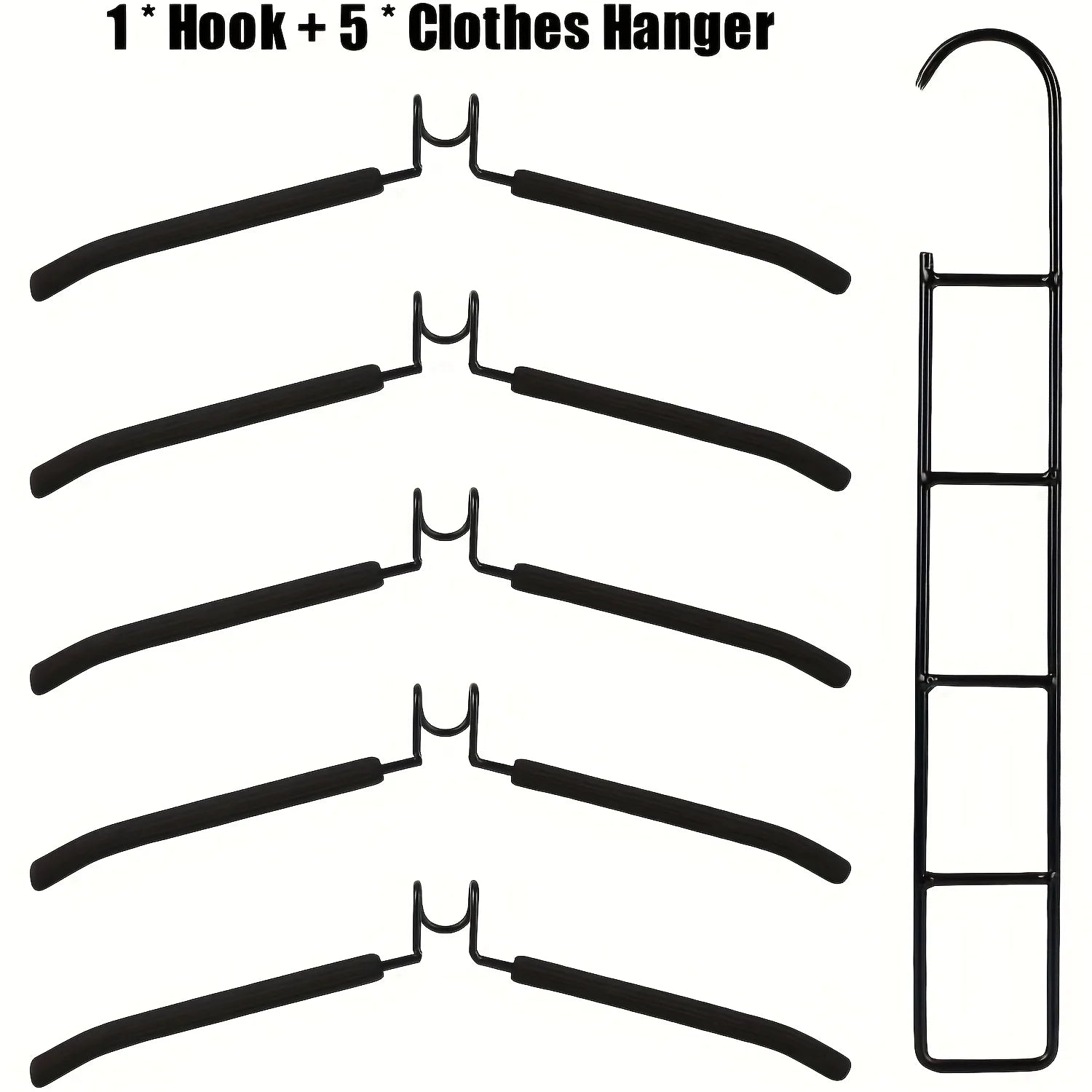 Multi-Tier Hanging Closet Organizer with Hooks (Set of 5)