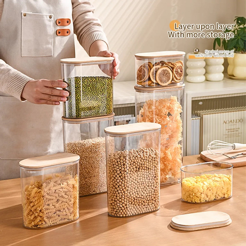 BPA-Free Airtight Storage Containers with Bamboo Lids | Clear Food Canisters