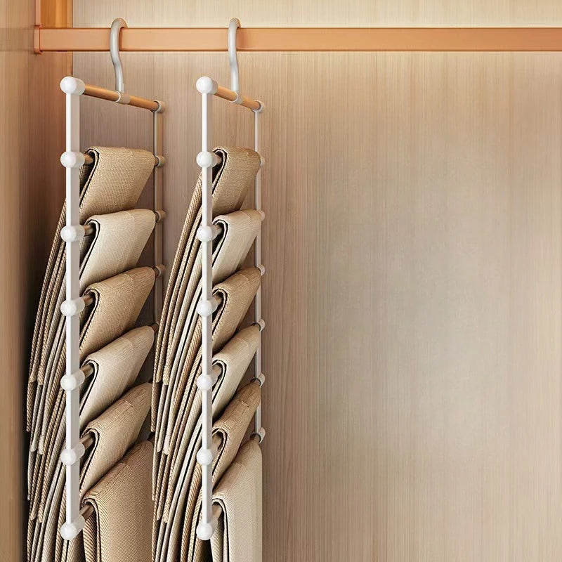 Foldable Multi-Layer Pants Hanger with Non-Slip Clips – Space-Saving Closet Organizer