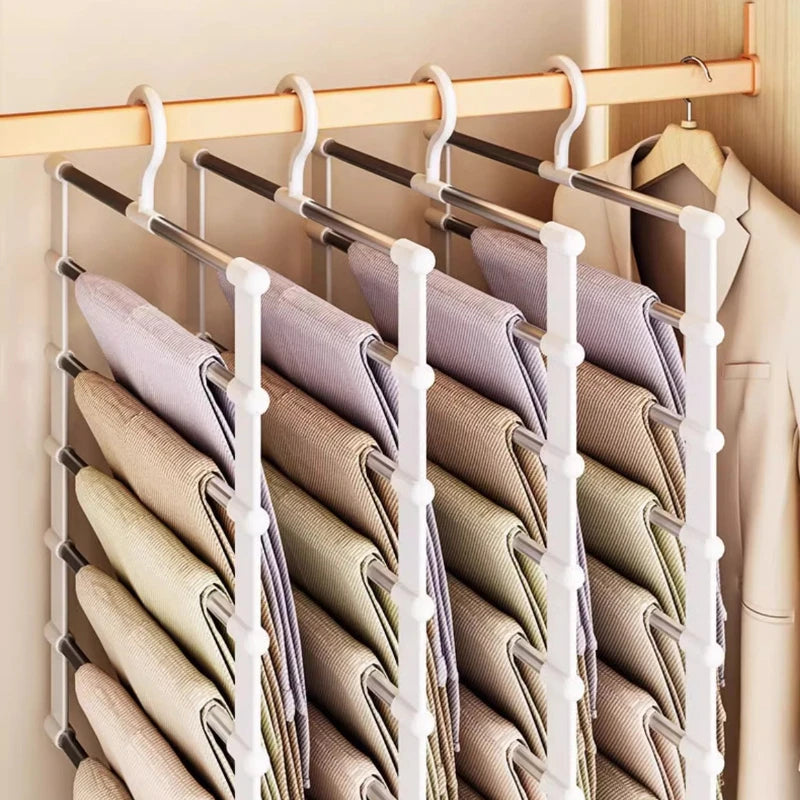 Foldable Multi-Layer Pants Hanger with Non-Slip Clips – Space-Saving Closet Organizer