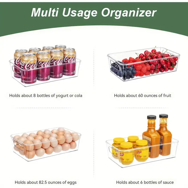 Stackable Fridge Organizer Bins with Handle | Refrigerator Food Storage Containers