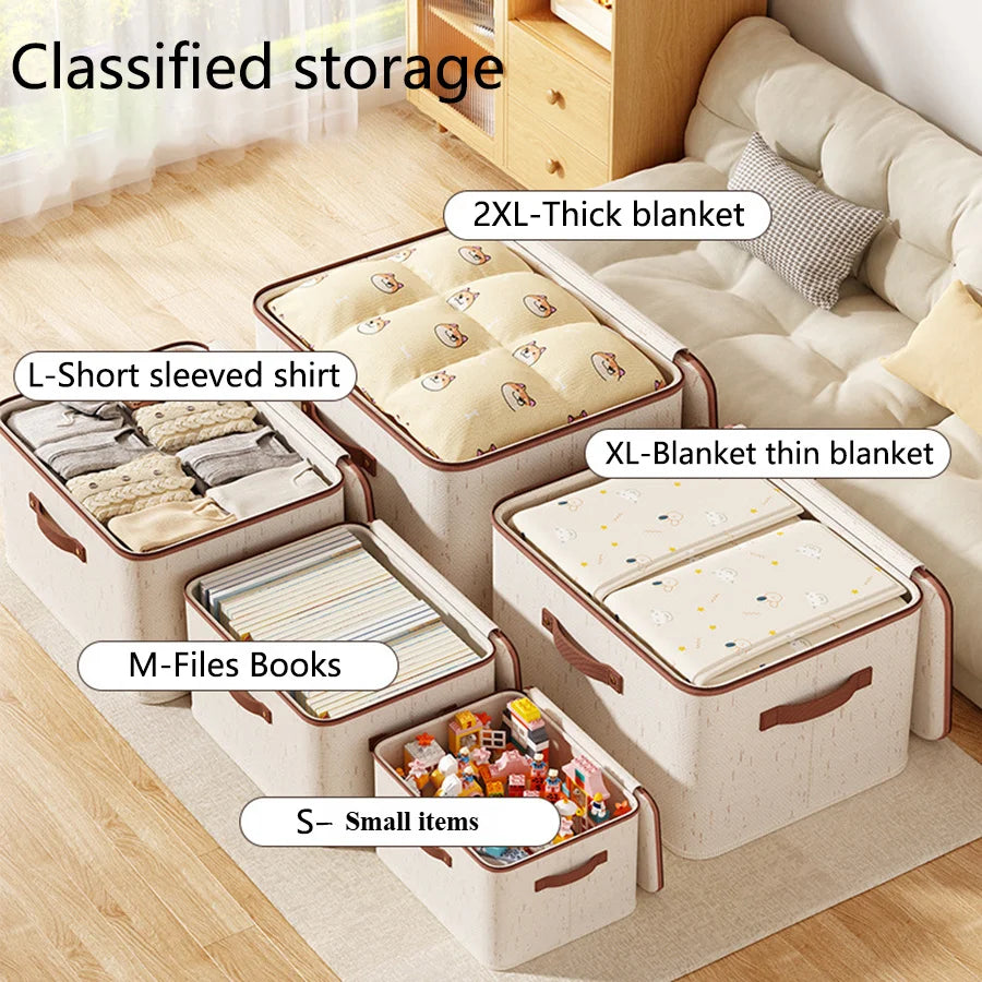 Linen Zipper Storage Box – Non-Woven Fabric Closet Organizer Bin