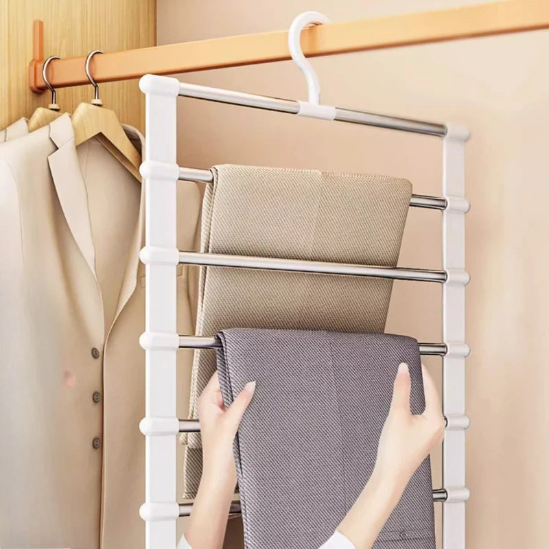 Foldable Multi-Layer Pants Hanger with Non-Slip Clips – Space-Saving Closet Organizer