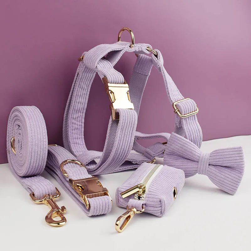 Light Purple Corduroy Dog Collar & Accessories Collection