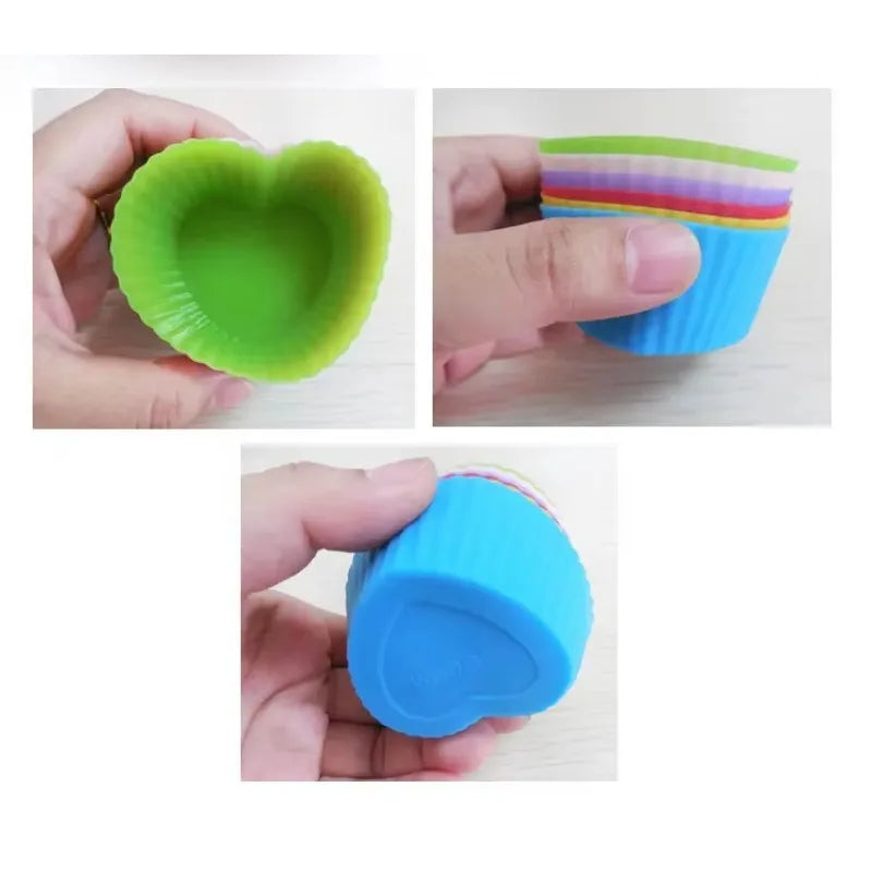 Silicone Cupcake Mold Set – 6-Piece Nonstick Baking Molds (Round, Heart, Star & Flower)