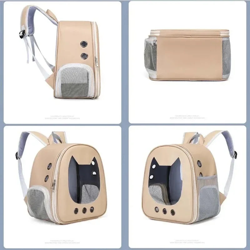 PU Pet Carrier Backpack | Transparent Window | Cats & Small Dogs
