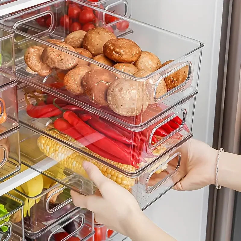 Stackable Fridge Organizer Bins with Handle | Refrigerator Food Storage Containers