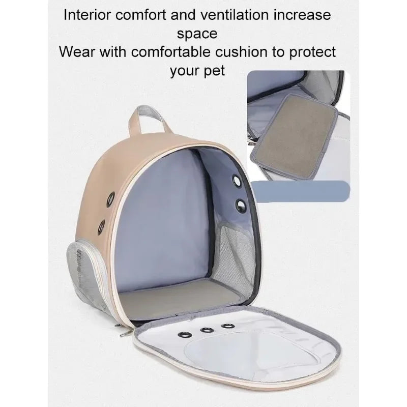 PU Pet Carrier Backpack | Transparent Window | Cats & Small Dogs