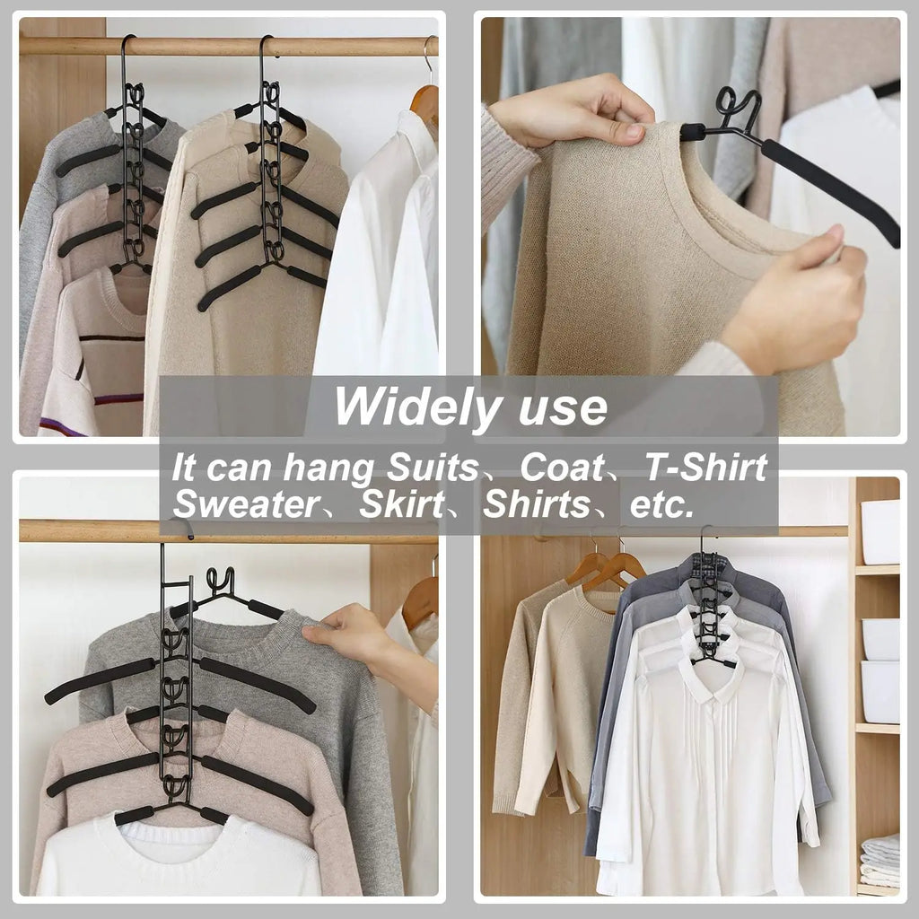 Multi-Tier Hanging Closet Organizer with Hooks (Set of 5)